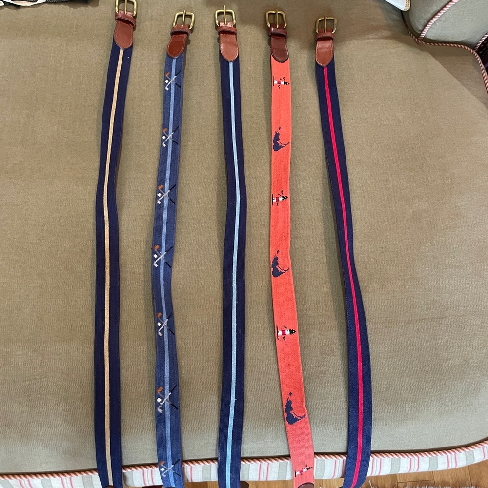 Smathers & Branson Needlepoint Leather Belts Size 36 (Set of 4)
